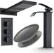 ARI Thermostatische douchekraan Ari, inbouw doucheset met regendouche en waterval douche, zwart, inclusief douchecabine