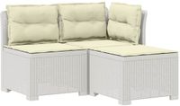 vidaXL 3-zits tuinbank met kussens in rattanlook PP Wit