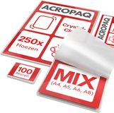 ACROPAQ Lamineerhoezen MIX – 250 stuks (50 x A5, A6, A8), (100 x A4), 100 micron, Premium kwaliteit, Glanzend afwerking, Afgeronde hoeken