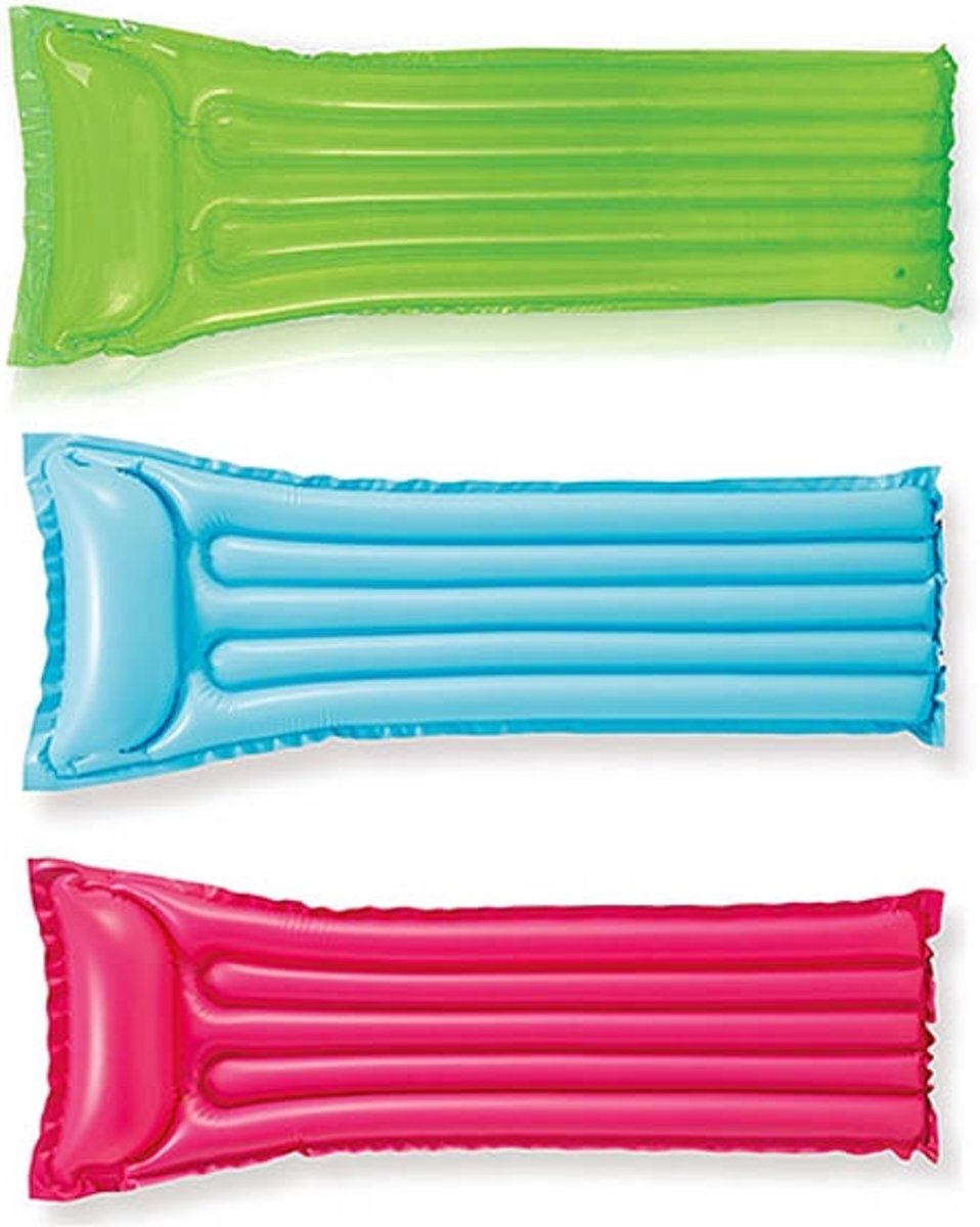 Intex 3 Kleuren Zwembad Luchtbedden Set - 3 Stuks 183x69 cm - Roze Groen en Blauw