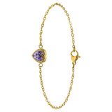 Lucardi Dames Stalen goldplated armband vintage paars hart