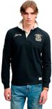 Superdry Double Emblem Rugby shirt Homme XL Coton Manches longues Eclipse Navy