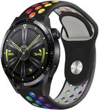 Strap-it Siliconen sport bandje - Zwart/Kleurrijk - Geschikt voor Huawei Watch GT / GT 2 / GT 3 / GT 3 Pro 46mm / GT 4 46mm / GT 5 (Pro) - 46mm / GT 4 46mm / GT 2 Pro / GT Runner / Watch 3 - Pro / Watch 4 (Pro) / Watch Ultimate