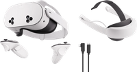Meta Quest 3S 128GB VR Headset Bundle with PC Link Cable and Elite Strap