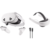 Meta Quest 3S 128GB VR Headset Bundle with PC Link Cable and Elite Strap