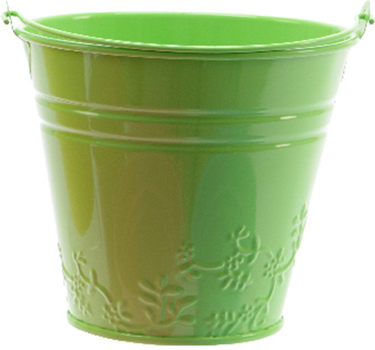 Decoris Bloempot/plantenpot bloemen relief - zink - D11 cm - groen