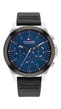 Tommy Hilfiger Analoog multifunctioneel kwartshorloge voor heren met roestvrij staal of lederen armband, Blauw, riem