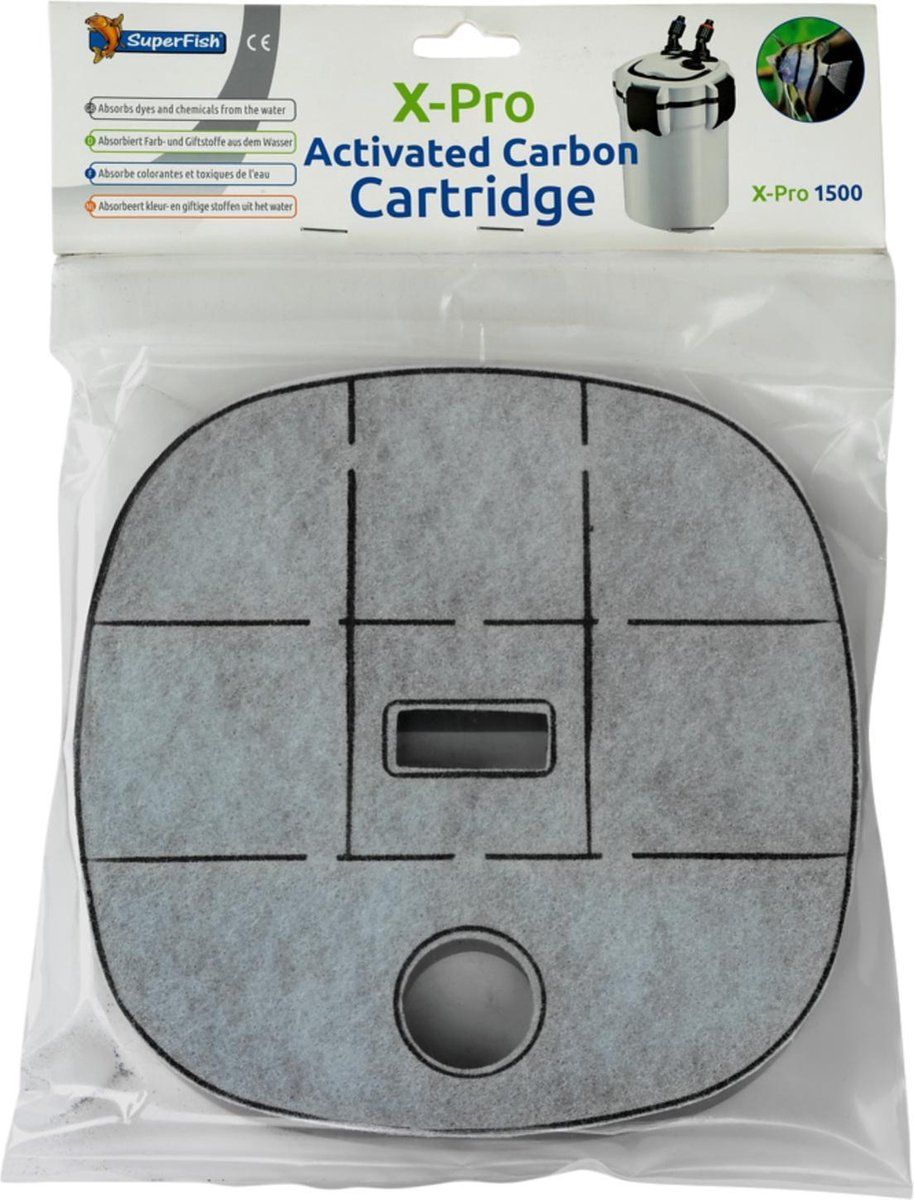 SuperFish X Pro Aquarium Buitenfilter 1500 Carbon Cartridge - Filtermateriaal - Wit Grijs