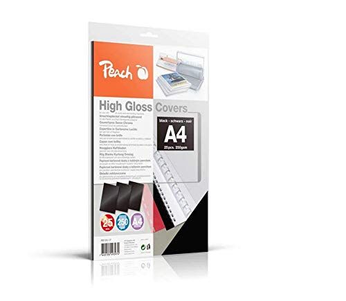 Peach PB100-17 Achterwanden Afdekbladen A4 - 250 g/m² - 25 stuks - Zwart - Hoogglanzend