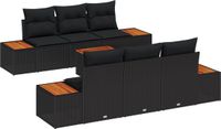 vidaXL Banc de jardin 7 pièces noir polyrattan