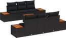 vidaXL Tuinbank Set 7-delig Zwart Polyrattan