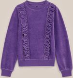 WE Fashion Pull en velours pour filles avec volants Lavande Taille : 158/164