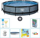 EXIT Toys EXIT Rond Stone Frame Zwembad - 360 x 76 cm - Inclusief Pomp - Afdekzeil - Onderhoudspakket