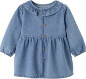 Vertbaudet Denim babyjurk met kraag met ruches