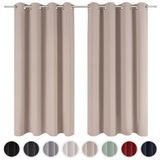 Blumtal Gordijnen Set van 2- Verduisterend Gordijn Kant en Klaar - Blackout Gordijnen - 117 x 138 cm - Taupe