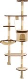 vidaXL Poteau griffoir pour chat avec poteaux montage mural 194 cm beige brun