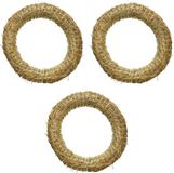 Merkloos Decoris Kerstkrans van stro - 3x - 20 cm - Beige