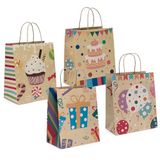 Mopec E4 verpakking met 12 geschenkzakjes van kraftpapier, gesorteerd, 35 cm hoog
