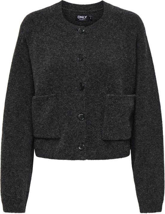 Only Onlpiemonte L/s Cardigan Knt Noos 15344118 Dark Grey Melange Dames Maat - XS