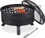 Merkloos / Sans marque Relaxdays Vuurschaal met BBQ rooster - Ø 60 cm - met vonkenscherm en pook