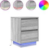 vidaXL Nachtkastje met LED-verlichting, 38x34x50 cm, grijs sonoma