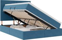 vidaXL LED Opbergbed met Matras, Donkerblauw, 140 x 200 cm, Fluweel
