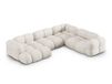 Canapé d'angle panoramique 5 places en tissu structurel beige