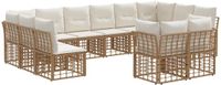 vidaXL - Bank loungeset - Natuurlijk en crème wit - Polyester