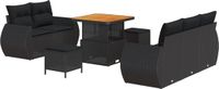 vidaXL Banc de jardin 8 pièces 5 places poly rotin noir