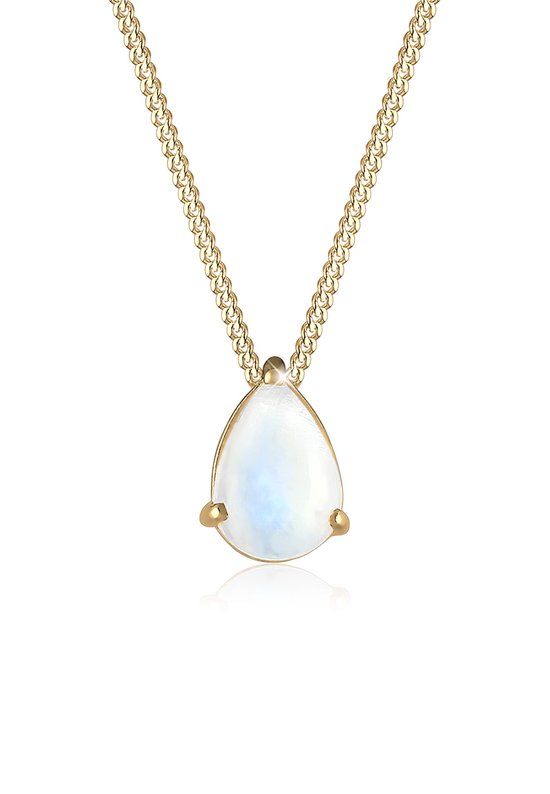 Elli Dames Ketting - Hanger Druppel - Maansteen - 925 Sterling Zilver Verguld - Goud
