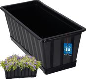 KOTARBAU® Balkonbak, Bloembak voor Balkon, Kunststof, 40 x 18 x 14 cm, Plantenbak, Antraciet, Plantenbak Balkon, met Schotel, Rechthoekig