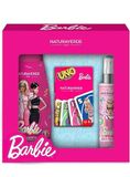 BARBIE Gift UNO kaartenset, 300 ml schuimbad, geurwater 100 ml en UNO speelkaartenset