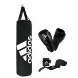adidas Boksing-set Performance, bokszakkit 90 x 30 cm – 20 kg, incl. bokshandschoenen, maat 10 oz en bandages, zwart/wit