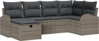 vidaXL Tuinbank - Set - 6 - st - Grijs - poly - rattan