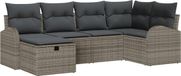 vidaXL Banc de jardin - Set - 6 - pièces - Gris - poly - rotin