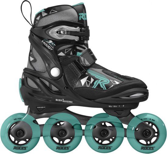 Roces Moody TIF Inline Skates - Girls - Adjustable - 36-40 - Black/Mint Green