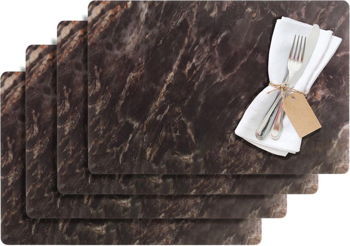 Westmark Set Placemats Saleen Collectie MARMOR - Zwart - 43,5 x 30 cm - 4 stuks