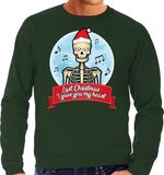 Bellatio Decorations Bol Grote maten foute Kersttrui / sweater - Last Christmas I gave you my heart - skelet - groen voor heren - kerstkleding / kerst outfit XXXXL