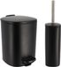 Tendance Toilet/badkamerset Elegance - Poubelle et Brosse WC - Métal - Noir