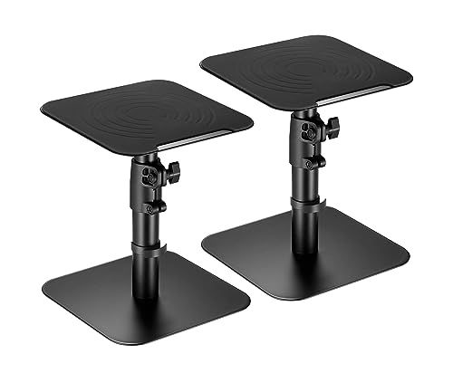 RICOO LH069-T 2 stuks universele luidsprekerstandaard, luidsprekerstandaard, in hoogte verstelbaar, luidsprekerhouder, bureau, zwart