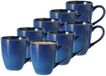 Deco by Boltze Koffiemokken Azura - 8 stuks - Keramiek - Blauw - 340 ml