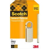 Scotch Plakband Crystal Clear ET1966T8 Transparant 19 mm (B) x 66 m (L) PP (Polypropeen) 8 Rollen