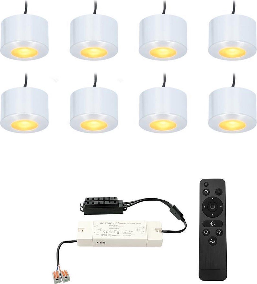 HOFTRONIC Set 8 LED Veranda/Terrasoverkapping Spots Navarra 3W - Dimbaar - IP44 - Grijs