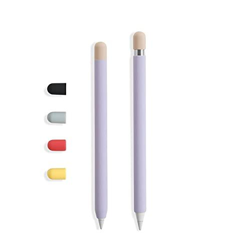 doodroo - Skin voor Apple Pencil, Lilac Beschermhoes/Hoes met 5 Gekleurde Doppen, compatibel met Apple Pencil 1e en 2e Generatie