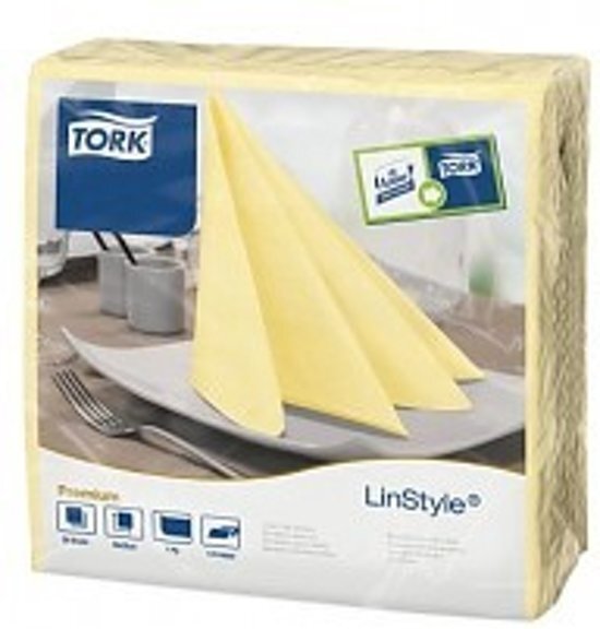 Tork LinStyleÂ® servet 39x39cm 1/4-vouw champagne 12x50