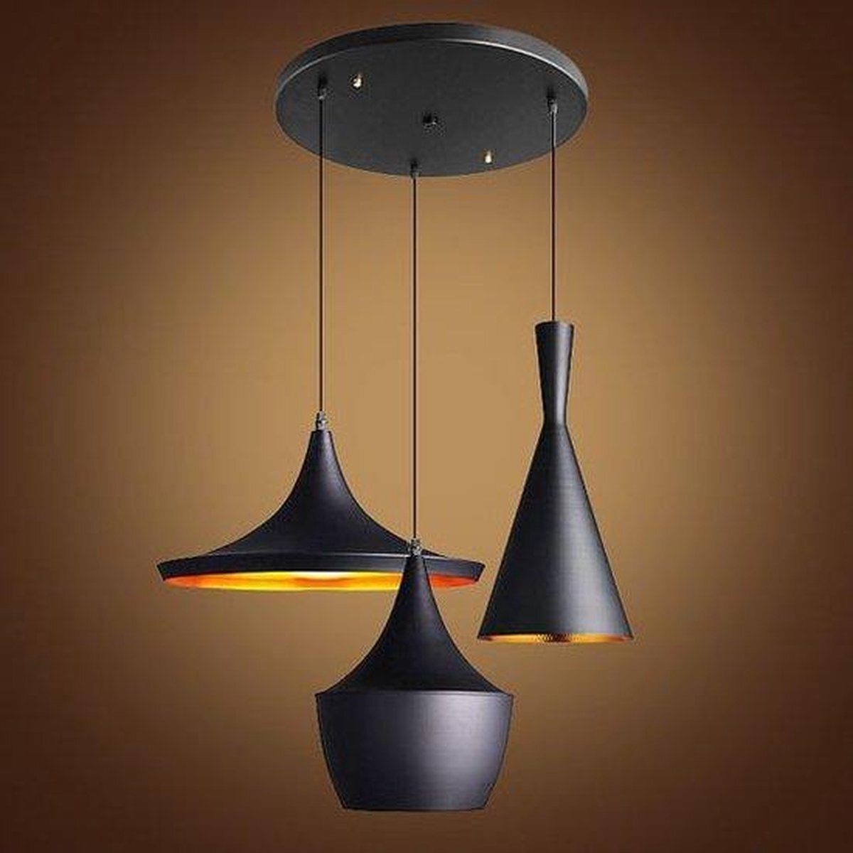 Groenovatie Catalpa Design Hanglamp - 3 Kappen - Mat Zwart