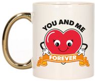Bellatio Decorations Mok You and Me - Goudkleurig - 300 ml