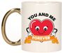 Bellatio Decorations Mok You and Me - Goudkleurig - 300 ml