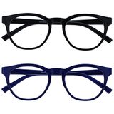 OPULIZE Blu 2 Stuks Blauw Licht Blokkeert Bril Zwart Blauw Computer Gamen Ontspiegeld Mannen Vrouwen BB5-13 +0,00