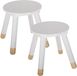 Atmosphera Tabouret enfant - Set de 2 - Ivoire - Bois - D24 x H27 cm